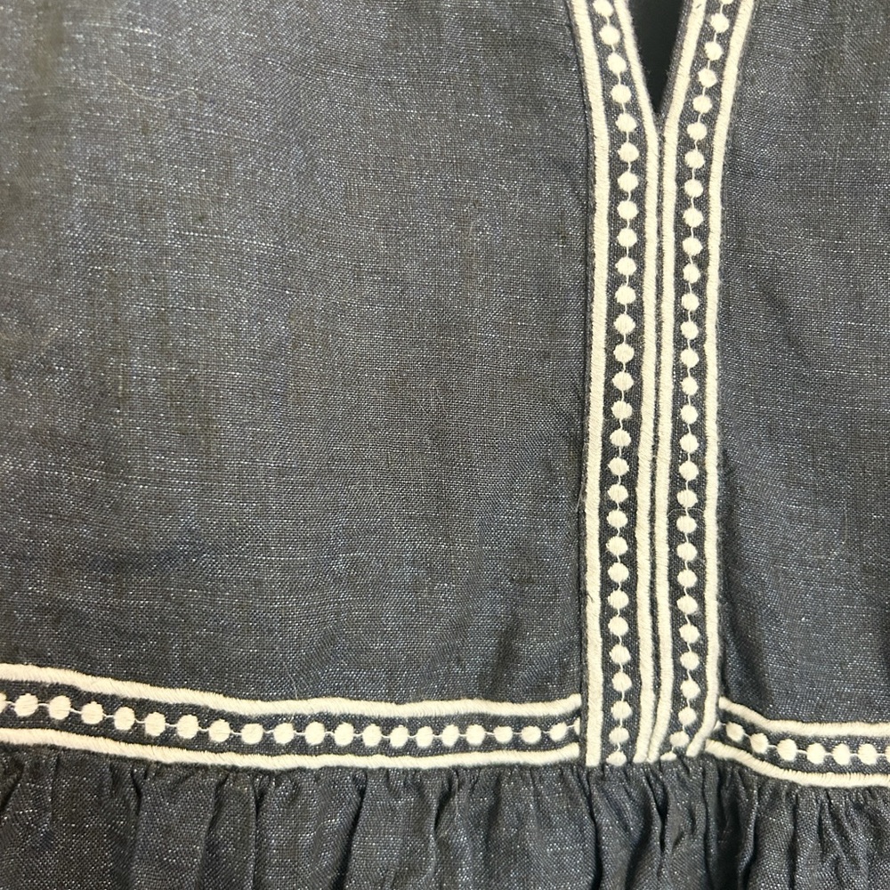 Women’s Banana Republic Navy (Dark Chambray) Embroidered Dress Size Medium - Picture 4 of 7